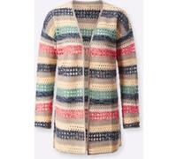 Ajourstrickjacke sesam-apricot-gemustert 52