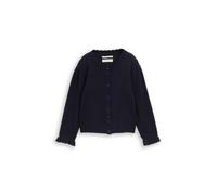 Ajourstrickjacke TOM TAILOR, Mädchen, Gr. 128/134, sky captain blau, Web, Obermaterial: 52% Viskose, 27% Polyester, 21% Polyamid, Strukturmuster, regular fit normal, Rundhals, Volant, Strickjacken Ajo