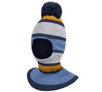 AJS Wintermütze Schalmütze Strickmütze Schlupfmütze warme Jungenmütze Bommelmütze, Farbe: Grau-Blau