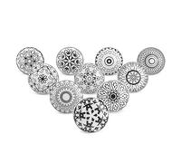 Ajuny 10er Set Keramik Knöpfe - Schwarz Weiß, Bedruckt, Handgefertigte Schrankknöpfe für Küche, Bad, Kommode, Schubladen, Schrank, Dekorative Keramikgriffe, Möbelgriffe Set