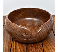Ajuny Groß Garnschale für Wolle aus Holz Ø 18 cm, H 7,5 cm - Handgefertigte Wollschale mit Fadenführung Nadelöffnungen Stabiler Wollknäuel Halter für Häkeln & Stricken Dekorative Strickschale Geschenk