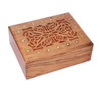 Ajuny Große Holz Schmuckschatulle Handgeschnitzt mit Keltischem Muster