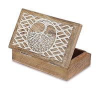 Ajuny Handgefertigte Dekorative Hölzerne Schmuckkästchen Baum Linie Design Mehrzweck Schatztruhe Schmuck Storage Organizer Trinket Andenken Ohrringe Halsketten Watch Boxen, ideal Geschenke - 8x5 Zoll