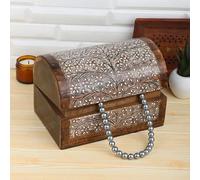 Ajuny Handgefertigte Dekorative Holz Schmuckschatulle mit Blumenmuster Mehrzweck Schatztruhe Aufbewahrungs Organisator Schmuckstück Andenken Ohrringe Halsketten Uhrenbox, Tolle Geschenke - 9x6 Zoll