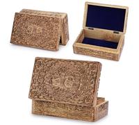 Ajuny Handgefertigte Dekorative Schmuckschatulle aus Holz Baum des Lebens Schnitzerei Mehrzweck Andenken Aufbewahrung Organizer Reise Schatztruhe Schmuckhalter Tolle Geschenke Braun, 8x5 Zoll