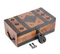 Ajuny Handgefertigte Holz Schatztruhe Muschelstreifen Schmuckbox 11x6 Zoll