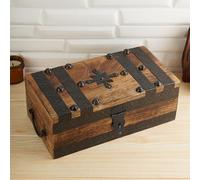 Ajuny Handgefertigte Holz Schatztruhe - Vintage Erinnerungs- & Schmuckbox mit Muschelstreifen, Vielseitige Geschenkbox zur Aufbewahrung von Ringen, Halsketten & Mehr, 28 x 15 cm