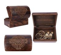 Ajuny Handgefertigte Holz Schmuckschatulle mit Kreuz-Motiv handgeschnitzte Schmuck-Aufbewahrungsbox & Erinnerungsbox Truhe Organizer für Ringe Ketten & Uhren Deko & Geschenkidee - 9X6 Zoll