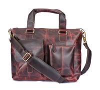 Ajuny Handgefertigte Leder 16 Zoll Vintage Messenger Bag Laptop Aktentasche Tasche für College Büro Reisen Verstellbarer Schultergurt Satchel Umhängetasche für Männer und Frauen, Rotbraun - 16 Zoll