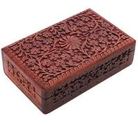 Ajuny Handgefertigte Schmuckschatulle aus Holz für Damen - Blumendesign | solide Mehrzwecknutzung als Schmuckaufbewahrung Uhrenbox | dekorativer Truhen Schmuckhalter als Geschenk, 20,3 x 12,7 cm