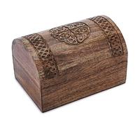 Ajuny Handgefertigte Schmuckschatulle aus Holz im Indischen Vintage Look Keltisch Handgeschnitzt Mehrzweck Schatztruhe Andenken Aufbewahrungsboxen Halter Organizer, Geschenke - 9x6 Zoll