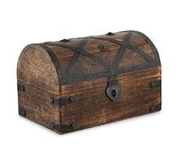 Ajuny Handgefertigte Schmuckschatulle aus Holz mit Piraten Schatztruhe Mehrzweck mit Vintage Muschelstreifen Andenken Aufbewahrungsbox Halter für Organizer Geschenk 9x6 Zoll