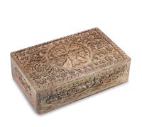 Ajuny Handgeschnitzte dekorative Holzkiste mit Lebensbaum-Schnitzereien, vielseitig verwendbar als Schmuck-Aufbewahrungsbox, Trinket-Halter oder Uhrenbox, ideal für Geschenke