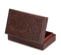 Ajuny Handgeschnitzte Dekorative Schmuck Aufbewahrungsbox aus Holz 7 Chakra Design Mehrzweck Schatztruhe Andenken Organizer Halsketten Uhrenboxen Geschenke 8x5 Zoll