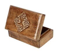 Ajuny Handgeschnitzte Dekorative Schmuckschatulle aus Holz von keltisches Zentrum Design Rustikales Finish Andenken Aufbewahrung Reise Organizer Schatzkiste Schmuckhalter ideal Geschenke