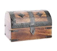 Ajuny Handgeschnitzte Schatztruhe aus Holz 9×6 Zoll - Vintage Schmuckbox mit Muschelstreifen, Aufbewahrungsbox mit Schloss, Dekorative Holztruhe, Geschenkidee für Kinder & Erwachsene