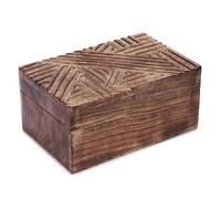 Ajuny Hölzerne handgeschnitzte dekorative Schmuckschatulle im Liniendesign Schmucktruhe Andenken Mehrzweck Aufbewahrungs organisator antike Vintage Accessoires Halterboxen, ideal für Geschenke