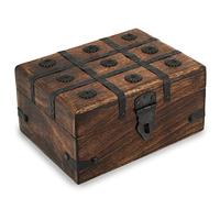 Ajuny Holz Schatztruhe handgefertigte Andenkenbox mit Muschelstreifen