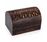 Ajuny Holz Schmuckkästchen Elefanten Design Schnitzerei vielseitig Einsetzbar Schatztruhe Schmuck Aufbewahrungsboxen Organizer Handgefertigt ideal für Geschenke - 9x6 Zoll