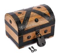 Ajuny Piraten Schatztruhe Holz Schmuck Aufbewahrungsbox 22,9x15,2 cm