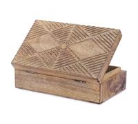 Ajuny Schmuck Aufbewahrungsbox Holz Liniendesign Braun 8x5 Zoll