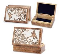 Ajuny Schmuckkästchen aus Holz - Handgefertigte Schatztruhe für Männer und Frauen, Mehrzweck aus Geschnitztem mit Reptilienmotiv für Schmuck, Erinnerungen und Heimdekoration Geschenk 20.3 x 12.7 cm