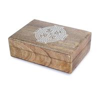 Ajuny Schmuckkästchen Holz Vintage mit keltischem Kreuz Schmuckkasten Holz