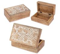 Ajuny Handcrafted Dekorative hölzerne Schmuckkästchen Herz Design Mehrzweck Schatztruhe Schmuck Storage Organizer Trinket Andenken Ohrringe Halsketten Uhrenboxen, ideal für Geschenke - 8x5 Zoll