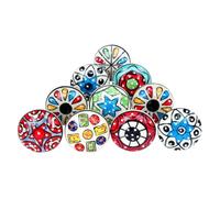 Ajuny Set mit 10 Keramikknöpfen Bunte Blumen für Küchenschränke und Schubladen für Schrankmöbel Badezimmer Kommoden Handbemalt Dekorative Griffe mit Glänzender Oberfläche Knopf