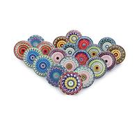 Ajuny Set mit 20 Keramikknöpfen Mehrfarbig mit Blumenmuster für Schranktüren Schubladen Möbel Küchenschränke Badezimmer und Kommoden Glänzende Oberfläche Dekorative Keramik knöpfe