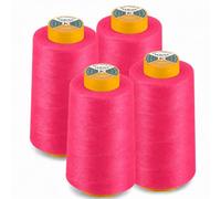AK Trading 4 Stück FUCHSIA Allzweck-Nähgarn-Kegel (je 6000 Meter) aus hochfesten Polyester-Fadenspulen zum Nähen, Quilten, Overlock-, Merrow- und Handstickerei.