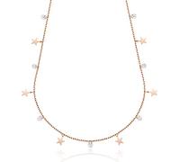 Aka Gioielli® - Damen Halsreif Sterling Silber 925 Roségold mit Sternen und kleinen Steinen, zarte Halskette für Mädchen