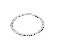 AKA Gioielli® - Herren Damen Armband 925 Sterling Silber - 5mm Breit Armkette Panzerarmband Flache Panzerkette - Länge: 20,3 cm