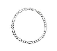 AKA Gioielli - Herren Damen Armband 925 Sterling Silber Rhodiniert Flache Figarokette 5.3 mm - Länge: 20 cm