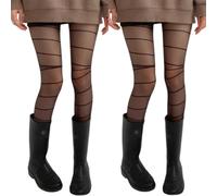 AKAMAS 2 Paar Damen Unregelmäßig Horizontal Gestreift Strumpfhose,Hohe Taille Streifen Muster Ultradünne Nylon Strumpfhosen,Elastische Oberschenkel Strümpfe,Frauen Neuheit Party Nachtclub Zubehör B