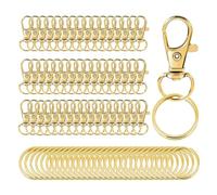 Akfldms Gold-Metall-Lanyard für Schlüsselanhänger-Haken 100 Stück Dreh-Schnapphaken mit Schlüsselringen, Clips für Schlüssel-Schmuck DIY Bastelarbeiten
