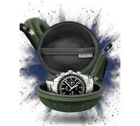 AKIELO Uhrengehäuse - Reise Uhrenbox Reinigungstuch und Geschenkbox - Für Männer und Frauen Armbanduhren und Smart Watch bis 54mm (Waldgrüne Ausgabe)