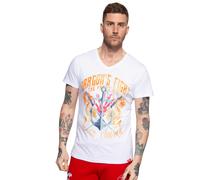 Akito Tanaka Herren T-Shirt mit Frontprint Dragon Anchor weiß M
