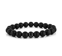 Akitsune Globae Perlen-Armband | Armschmuck Damen Herren Onyx Lavastein - Mattschwarz Onyx - 20cm