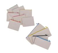 AKOOSY 10 Stück Teiliges Federmäppchen aus Baumwoll Canvas mit Reißverschluss Große Kapazität Multifunktionale Kosmetiktasche für Schule Reisen und Zuhause Farblich Zufällige Farbe