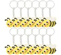 AKOOSY 12 Stück Schlüsselanhänger Biene aus Metall und PVC Niedlicher Cartoon Bienen Anhänger Robuste Taschen und Rucksackanhänger Vielseitige Schlüsseldeko
