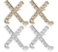 AKOOSY 2 Paar Kreuz Ohrstecker mit Zirkonia S925 Silber Ohrstecker für Damen und Mädchen Langlebig Galvanisiert Schmuckgeschenk für Geburtstag und Alltag