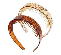 AKOOSY 2 Stück Breites Haarband mit Zähnen für Frauen Rutschfestes Haarschmuck Stabiles Stirnband für Sport und Alltag Modische Kopfstütze in Chic farben Perfekter Halt bei Make up und