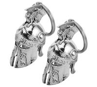 AKOOSY 2 Stück Schlüsselanhänger mit Griechischem Kriegerhelm aus Legierung Motorradhelm Schlüsselanhänger in Silber mit Glockenanhänger Vintage Stil für Auto und Tasche