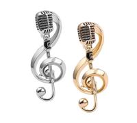 AKOOSY 2 Stück Teiliges Vintage Mikrofon Broschen aus Robustem Zinklegierung Musikalisches Design Klassischer Stil Modisches Schmuckaccessoire für Musikliebhaber und Damen