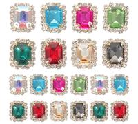 AKOOSY 20 Stück Rechteckige Nähkrallen Strasssteine aus Glas Bunte Kristall Deko zum Aufnähen für Kleidung Handyhüllen und Selbstgemacht Basteln Zufällige Farbe