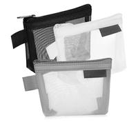 AKOOSY 3 Stück Teiliges Kleine Nylon Mesh Zippertaschen für Münzen und Kosmetik Kompakte Aufbewahrungstaschen mit Sicherem Reißverschluss in und Vielseitig für Geld Make Up Stifte