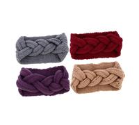 AKOOSY 4 Stück Teiliges Damen Stirnband mit Knopf Weiches Gestricktes Winter Ohrwärmer Haarband Warmes Hautfreundliches Sport Stirnband für Outdoor Aktivitäten und Zufällige Farbe