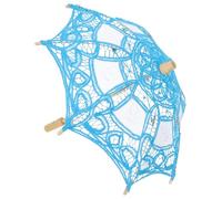 AKOOSY Kleiner Holzgriff Sonnenschirm für Mädchen mit Spitzenbesatz Dekorativer Regenschirm für Blumenmädchen Hochzeit Fotorequisite und Partydeko