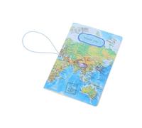 AKOOSY Reisepasshülle Robust Stylische aus Blauem Pu Leder mit 3D-weltkartenmotiv und Elastischem Gummiband und Geeignet für Reisen und Ausweise